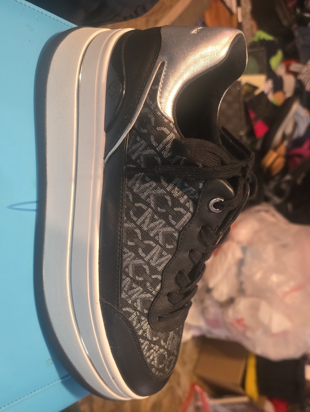 Michael Kors Black and Silver Platform Athletic Sneakers